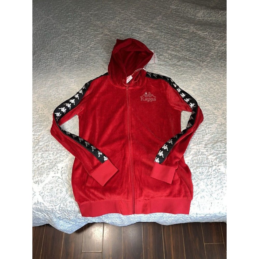 Kappa US Women 222 Banda Stech Zip-Up Hoodie – Red Size Small